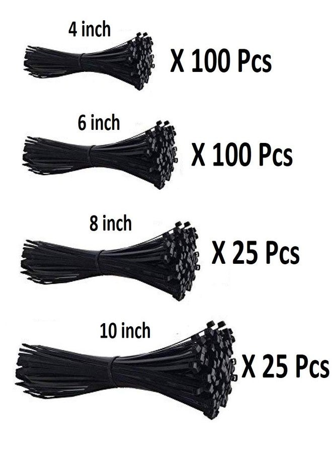 ART IFACT 250 Pieces of Multiple Sizes Nylon Cable tie - Strong Black Cable Tie (Combination 1, Black, 250) - Image 2